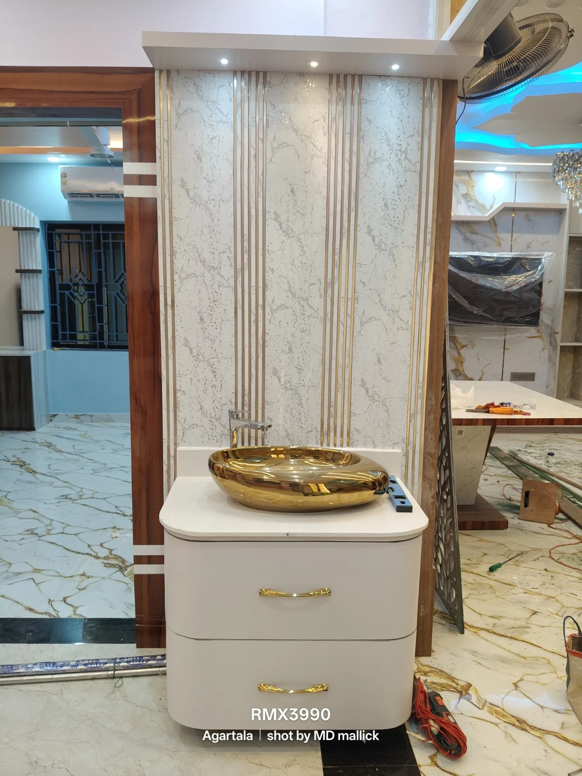 Detailed view of a contemporary modular kitchen